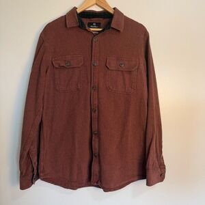 Wind River Herringbone Flannel Shirt Burgundy Mens Large Modern Fit Rugged